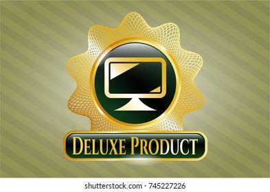  Gold shiny badge with monitor icon and Deluxe Product text inside