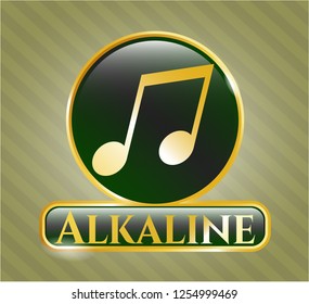  Gold shiny badge with musical note icon and Alkaline text inside