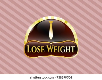  Gold shiny badge with necktie icon and Lose Weight text inside