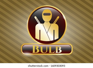  Gold shiny badge with ninja icon and Bulb text inside