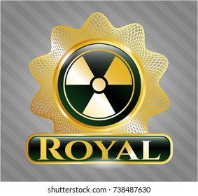  Gold shiny badge with nuclear, radioactive icon and Royal text inside