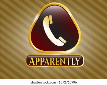 Gold shiny badge with old phone icon and Apparently text inside