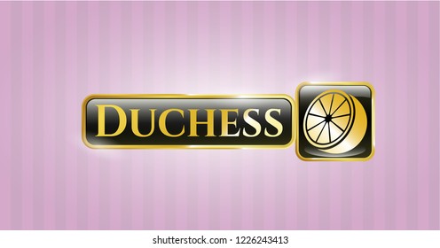  Gold shiny badge with orange icon and Duchess text inside
