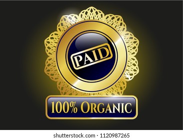  Gold shiny badge with paid icon and 100% Organic text inside