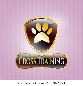  Gold shiny badge with paw icon and Cross Training text inside