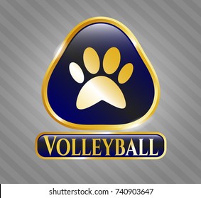  Gold shiny badge with paw icon and Volleyball text inside