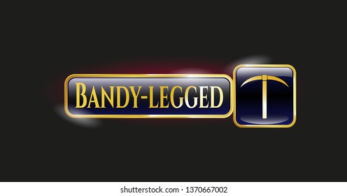 Gold shiny badge with pickaxe icon and Bandy-legged text inside