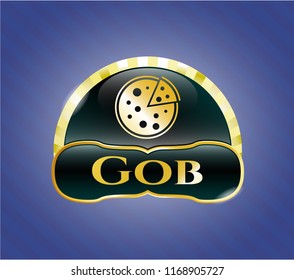  Gold shiny badge with pizza icon and Gob text inside