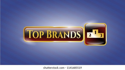  Gold shiny badge with podium icon and Top Brands text inside