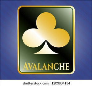  Gold shiny badge with poker clover icon and Avalanche text inside