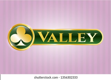  Gold shiny badge with poker clover icon and Valley text inside