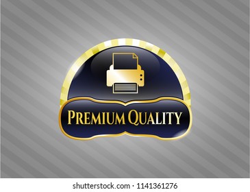  Gold shiny badge with printer icon and Premium Quality text inside