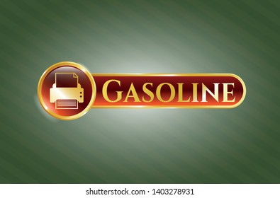 Gold shiny badge with printer icon and Gasoline text inside
