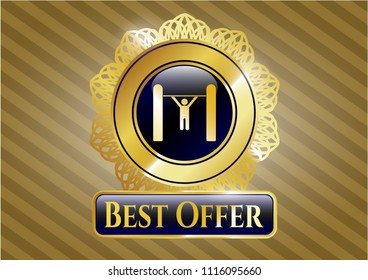  Gold shiny badge with pull up icon and Best Offer text inside