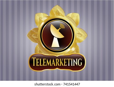  Gold shiny badge with radar icon and Telemarketing text inside