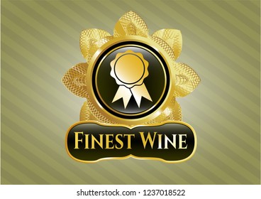  Gold shiny badge with ribbon icon and Finest Wine text inside