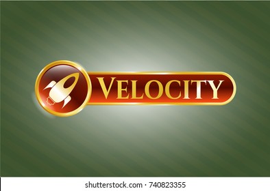  Gold shiny badge with rocket icon and Velocity text inside