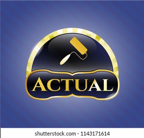  Gold shiny badge with roller brush icon and Actual text inside
