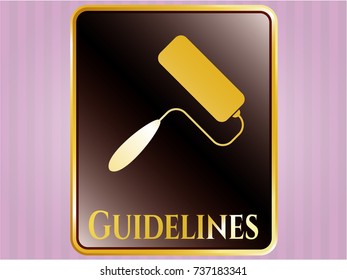  Gold shiny badge with roller brush icon and Guidelines text inside