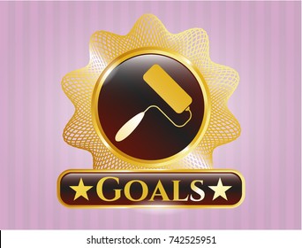  Gold shiny badge with roller brush icon and Goals text inside