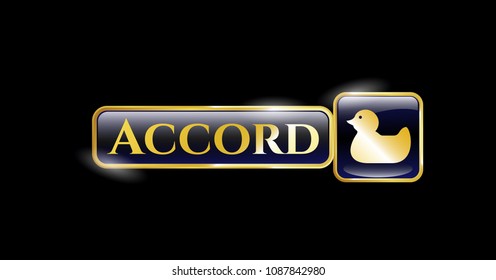   Gold shiny badge with rubber duck icon and Accord text inside