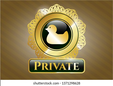  Gold shiny badge with rubber duck icon and Private text inside