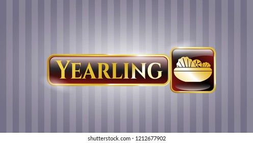  Gold shiny badge with salad icon and Yearling text inside