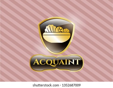  Gold shiny badge with salad icon and Acquaint text inside