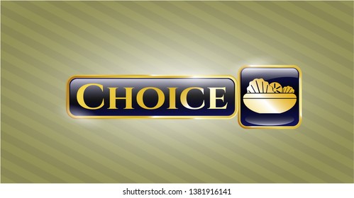  Gold shiny badge with salad icon and Choice text inside
