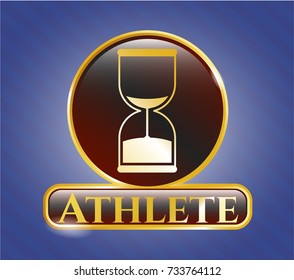  Gold shiny badge with sand clock icon and Athlete text inside
