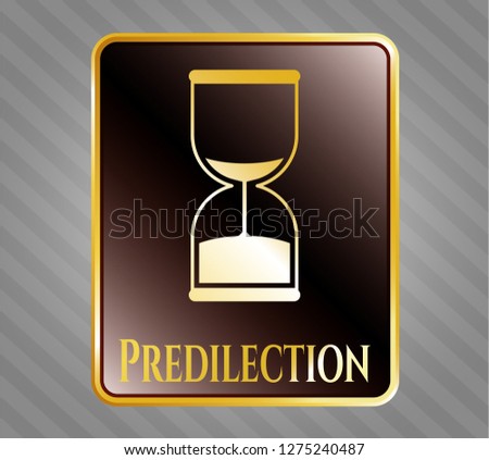  Gold shiny badge with sand clock icon and Predilection text inside