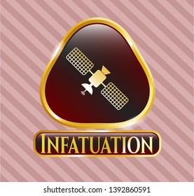  Gold shiny badge with satelite icon and Infatuation text inside