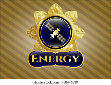  Gold shiny badge with satelite icon and Energy text inside