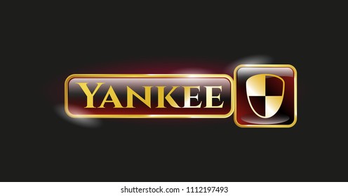  Gold shiny badge with shield, safety icon and Yankee text inside