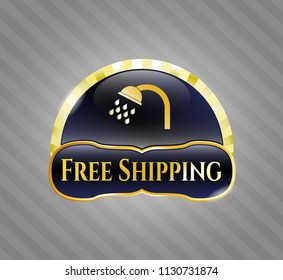  Gold shiny badge with shower icon and Free Shipping text inside