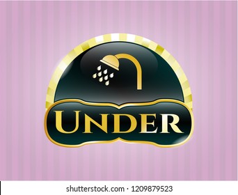  Gold shiny badge with shower icon and Under  text inside