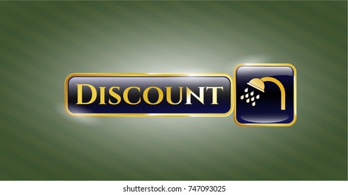  Gold shiny badge with shower icon and Discount text inside
