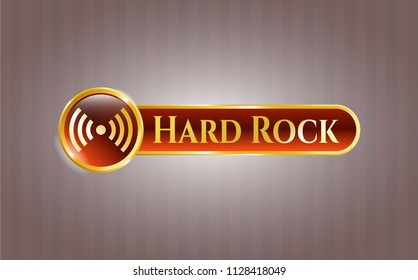  Gold shiny badge with signal icon and Hard Rock text inside
