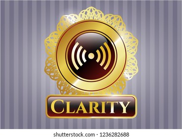  Gold shiny badge with signal icon and Clarity text inside