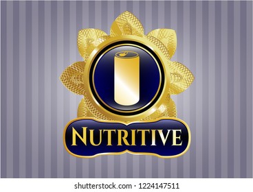  Gold shiny badge with soda can icon and Nutritive text inside