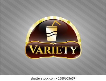  Gold shiny badge with soda icon and Variety text inside