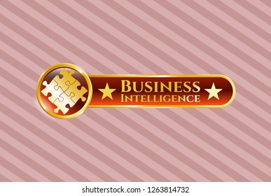  Gold shiny badge with solution icon and Business Intelligence text inside