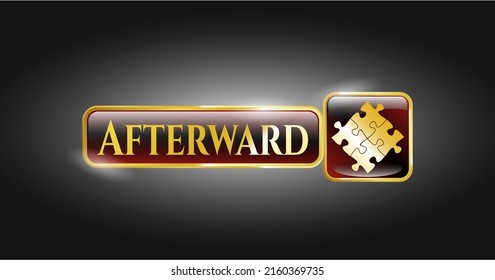 Gold shiny badge with solution icon and Afterward text inside