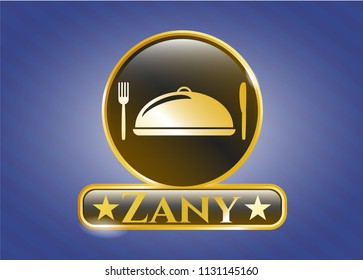  Gold shiny badge with special food icon and Zany text inside