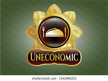  Gold shiny badge with special food icon and Uneconomic text inside