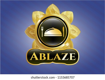  Gold shiny badge with special food icon and Ablaze text inside