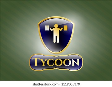  Gold shiny badge with squat icon and Tycoon text inside