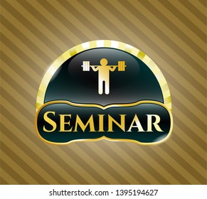  Gold shiny badge with squat icon and Seminar text inside
