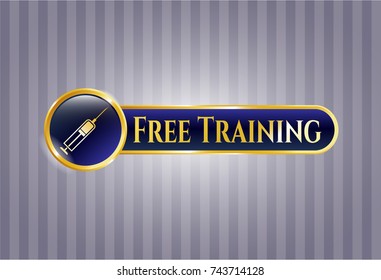  Gold shiny badge with syringe icon and Free Training text inside