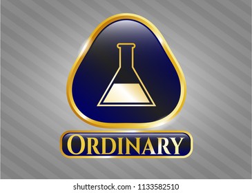  Gold shiny badge with test tube icon and Ordinary text inside